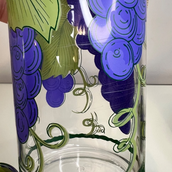Precisioncraft Canada Vintage Juice Jug Set w/ 6 Cups Hard Plastic Grapes Patio - Picture 15 of 16